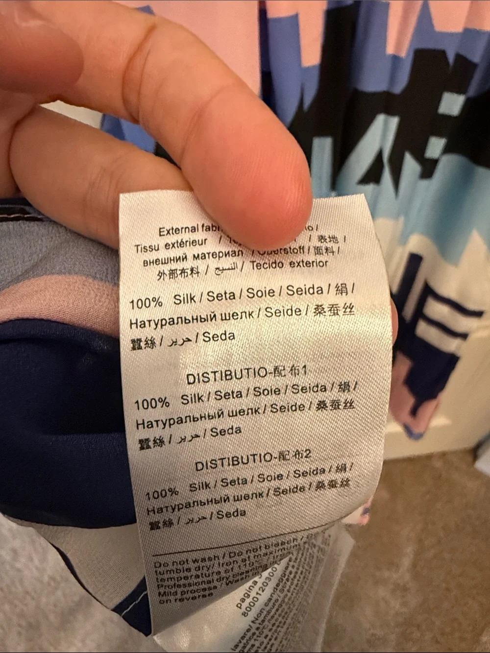 CHANEL silk navy, blue, and pinky Striped logo pleated dress with buttons